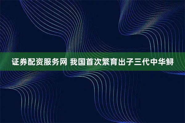 证券配资服务网 我国首次繁育出子三代中华鲟